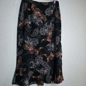 Sag Harbor Black Multicolor Paisley Midi Skirt